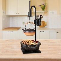 Camping Pot Stand Hanger Pole Adjustable Height Heavy Duty Teapot Hook Bracket for Tool beige
