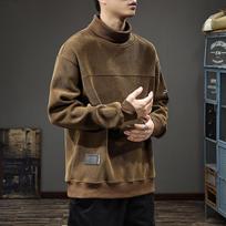 Autumn Heavy Chenille Solid Color Sweater Men'S Semi-Turtleneck Bottoming Shirt Loose Large Size American Casual Jacket 5XL juoda