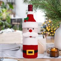 Kalėdinis vyno butelio uždangalas, šventinis megztinis, stalo dekoras vakarienei, vakarėlio dovanėlės, daugkartinio naudojimo Santa Claus