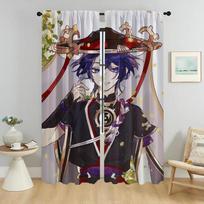 Genshin Impact Window Curtain for Room 2 Panel Shades Partition Kitchen Curtains for Camera Halloween Decoration Living Blackout W50xH70cmx2pcs