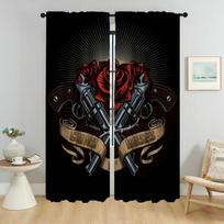 Curtains for Living Room Curtain for Room 2 Panel Guns NRoses Partition Home Interior Curtains Shades Halloween Decoration Child W50xH70cmx2pcs
