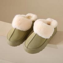 Fashion 2024 Snow Boots Fur Slippers Female New Flat Drag Thick Sole Cotton Boots 36 smėlis