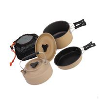 Camping Cookware Set with Carry Bag Folding Handle Cooking Utensils Pot Kettle for black