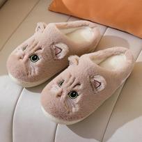 Žiemos Naujos Moteriškos Namų Šlepetės Mielos Katės Šlepetės Pora Animacinių Filmukų Šlepetės Patalpų Pūkuotos Šiltos Kasdienės Šlepetės Mieli Medvilniniai Batai 36-37 ruda