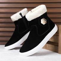 Madingi žiemos sniego batai vyrams, kasdieniai įsispiriami ankle boots, šilti su kailiu, patogūs sportbačiai, neslystantis, plokščiu padu, Botas, vyriški batai, Zapatos Hombre 39 juoda