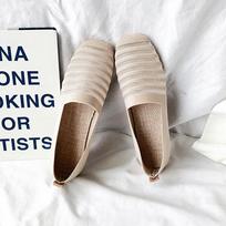 Fashion Spring Summer Ballet Flats Women Casual Knit Fabric Stretchy Square Toe Flat Heel Boat Shoesty76 35