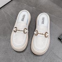 Fashion 2024 Summer New Thick Sole Casual Lazy Single Shoes Baotou Half Slippers for Women 35 balta