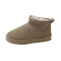 Fashion Snow Boots Women's Short Tube Thickened Cotton Shoes Non-slip Winter New Student Women's Shoes Black Boots Platform Shoes 36 chaki