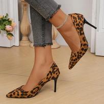 Fashion Classic Leopard Print Office Lady Shoes 2024 Sexy Pointed Fashion Brand Women's Pumps Stable Anti-fall 8.5CM Female High Heels 34 ruda