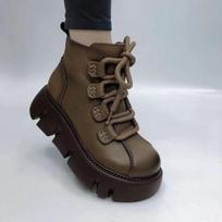 Mada Retro Britų Stiliaus Aulinukai 2024 Rudens Žiemos Nauji Apvalianos Nosies Storo Pado Šoniniu Užtrauktuku Aulinukai Moterims Zapatos Mujer 35