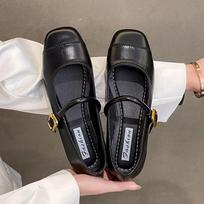 Fashion 2024 New Round Toe Ballet Shoes Fashion Low Heel Mary Jane Shoes Casaul Silver Shallow Buckle Soft Sole Shoes Zapatos De Mujer 35 juoda