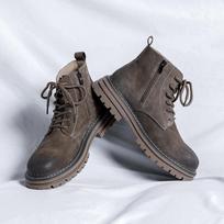 Aukštos kokybės odiniai britiško stiliaus vyriški ankle boots, aukštakulniai batai, rudeniui, lauko darbams, kasdieniai batai, retro vyriški motociklininkų batai 44 geltona
