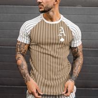 Poker Card 3D Digital Printing Shoulder Sleeves Short Sleeves DIY Striped T-shirt European and American Pullover Round Neck Casual Men's Clothing S white