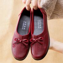 Fashion Women Flats Ballet Shoes Cut Out Leather Breathable Moccasins Women Boat Shoes Work Shoes Ladies Casual Shoes 35 raudona