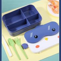 School Kids Bento Lunch Box Rectangular Leakproof Plastic Anime Portable Microwave Food Container School Child Lunchbox blue