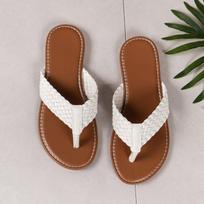 Fashion Women's Flip Flops Round Head Flat Bottom Summer Women's Shoes Woven Leisure Slippers Sandal Solid Colours Home Wear Slides Shoe 36 balta