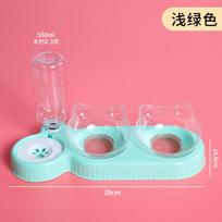 Cat Bowl Water Dispenser Automatic Feeder Double Bowls for Cats Pet Drinker Food Container with Drinking Stand Cat Accessories dangaus mėlyna spalva