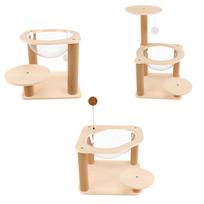 Wooden Cat Tree Climb Tower Indoors Outdoors with Scratching Posts Cat Bed Pets Nest for Bunny Kittens Kitty Indoors Cats 38x63cm beige