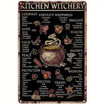 Kitchen Witchcraft Witch Decor Halloween Vintage Metal Sign Witchcraft Baking Kitchen Decor Iron Painterly Garden Wall Art 40x30cm juoda