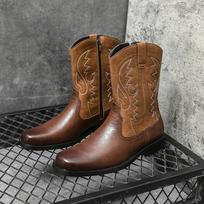 Madingi nauji rudos spalvos kaubojiški batai vyrams Juodi užtraukiami ankle boots vyrams, dydžiai 38-46 Zapatos Hombre 38