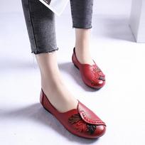 Fashion Women Ballet Flats Slip on Loafers Summer Moccasins Female Genuine Leather Shoes Red Casual Ladies Shoes Zapatos De Mujer 459 4 raudona