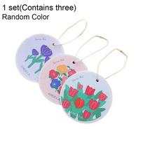3pcs Magic Cleaning Sponge Cartoon Flowers Compressed Wood Pulp Scouring Pads Kitchen Non-stick Oil Dishwashing Rag Tools white