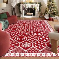 Christmas Area Rug for Living Room Non Slip Washable Rugs Red Christmas Entryway Rugs Indoor Decor Geometric Rug for Home Office 40X60cm-16x24in