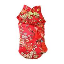 Buckle Stand Collar New Year Tang-Style Pet Dog Cheongsam Pet Supplies raudona
