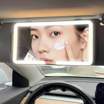 Automobilio salono veidrodžiai, saulės skydelio plokštė, LED HD makiažo veidrodis mergaitėms, moterims, įkraunamas papildomas apšvietimas, universalus plonas kosmetinis veidrodis balta