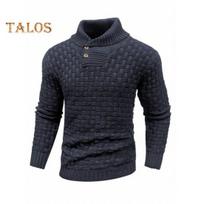 Vyriškas žiemos megztinis Kaklo apsauga Aukšta apykaklė Ilgos rankovės Megztas Storas Elastingas Slim Fit Vienspalvis megztinis Kasdieniam dėvėjimui Mokyklos Sportui XXXL juoda