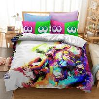 3D Spausdintas Splatoon Žaidimo Patalynės Komplektas, Antklodės Užvalkalas Antklodė Lova Komplektas Antklodės Užvalkalas Pagalvės Užvalkalas, Karališkojo, Karalienės, Viengulio Dydžio Berniukams Mergaitėms Suaugusiems 70x133cm 2pcs black