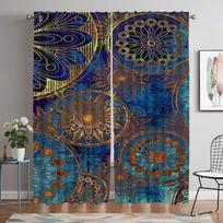 Bohemia Window Curtain for Room 2 Panel Kitchen Curtains Partition Shades Tulle for Bedroom Halloween Decoration Living Blackout W60xH90cmx2pcs-CL