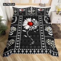 Rankų dažymo varnų kaukolės patalynės komplektas Viengulis Twin Dvigulis Queen King Cal King Dydžio Lovaties rinkinys EU single(135x200cm) black