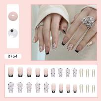 24 Pieces Short Ballet Simple French Retro Magic Mirror Powder Pearl Powder Manicure Hot Sale Popular Fake Nails