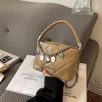 Madingos alyvos vaško odinės grandinės Crossbody Bag Moteriška Nauja aukštos kokybės mini nešiojamasis kibiras krepšys dizaino priemiesčio rankinė (20cm<Max Length<30cm)