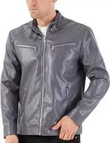 Genuine Soft Leather Jacket Grey Men's Casual Handmade Stylish Biker Motorcycle XS pilka