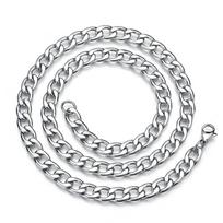60CM Men's Stainless Steel Silver Necklace Waterproof And Fade-resistant Cuban Punk Hip Hop Necklace ADM