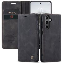 Odinis piniginės telefono dėklas, skirtas Samsung S24ultra- Atverčiamas dangtelis Odinis dėklas, atsparus kritimui, magnetinis užsegamas telefono dėklas, skirtas Samsung S24/S24plus/S24ultra Samsung S24ultra juoda