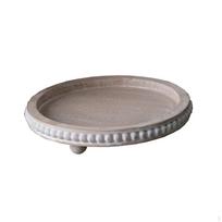Round Tray Wood Beaded Easy to Clean 30cm Sturdy Table Organizer Bread Basket for Bathroom gray