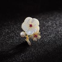 Natural Shell Flower Anti-Light Brooch, Annual Tide Temperament Accessories, Cardigan Buckle, High-End Corsage Pin auksas