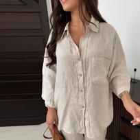 Women Autumn Chic Streetwear Casual Two Piece Sets Fashion Lapel Single Breasted Shirts Loose Wide Leg Pant Outfits XL armijos žalia spalva