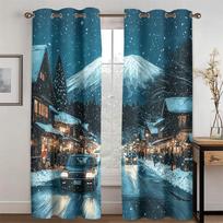 3D Glittering Fuji Mountain Curtains Romantic Joy Fit Bedroom Living Room Kitchen Decor New Arrivals Limited Time Offer 2 pcs 50W130H(CM)X2PCS&Grommet Top gray