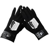 Attack Giant Full Finger Gloves Cartoon Cartoon Windproof Plus Velvet Warm Winter Riding Typing Touch Screen Man black