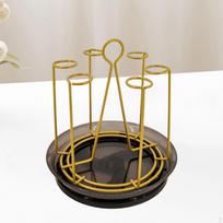 Cup Drying Holder Bottle Rack with Drain Tray Sturdy Teacup Tree Stand Glass Tumbler A Gold beige
