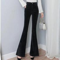 Korean Solid High Waist Corduroy Flare Pants Women Autumn Winter Fashion Slim Versatile Fleece Casual Straight Trousers S juoda