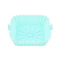 Round Silicone Air Fryer Baking Tray with Double Ears square small model žalsvai mėlyna