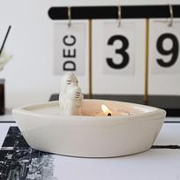 Couple Cat Candle Holder Bedside Table Home Decor Lightweight Kitten Tea Light gray