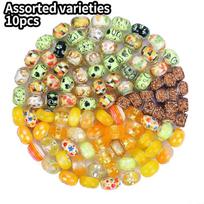 10/30/50 pieces of resin yellow series large hole beads European craft beads mixed spacer beads, European large hole beads DIY jewelry making supplies 10pcs