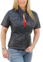 Lambskin Leather Party Formal Black Casual Shirt Women Stylish Genuine Handmade S juoda