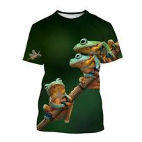 3D Printing Amphibia Tree Frog T-shirt Funny Animal Short-sleeved T Shirt Crew Neck Summer Oversized Tees Top Men Clothes S